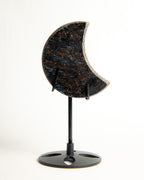 Firework Stone (Arfvedsonite) Moon on Stand