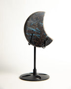 Firework Stone (Arfvedsonite) Moon on Stand